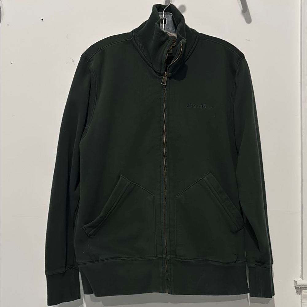 Eddie Bauer Women Dark Green Faux Shearling Lined Zip-Up Jacket
Jacket Size M